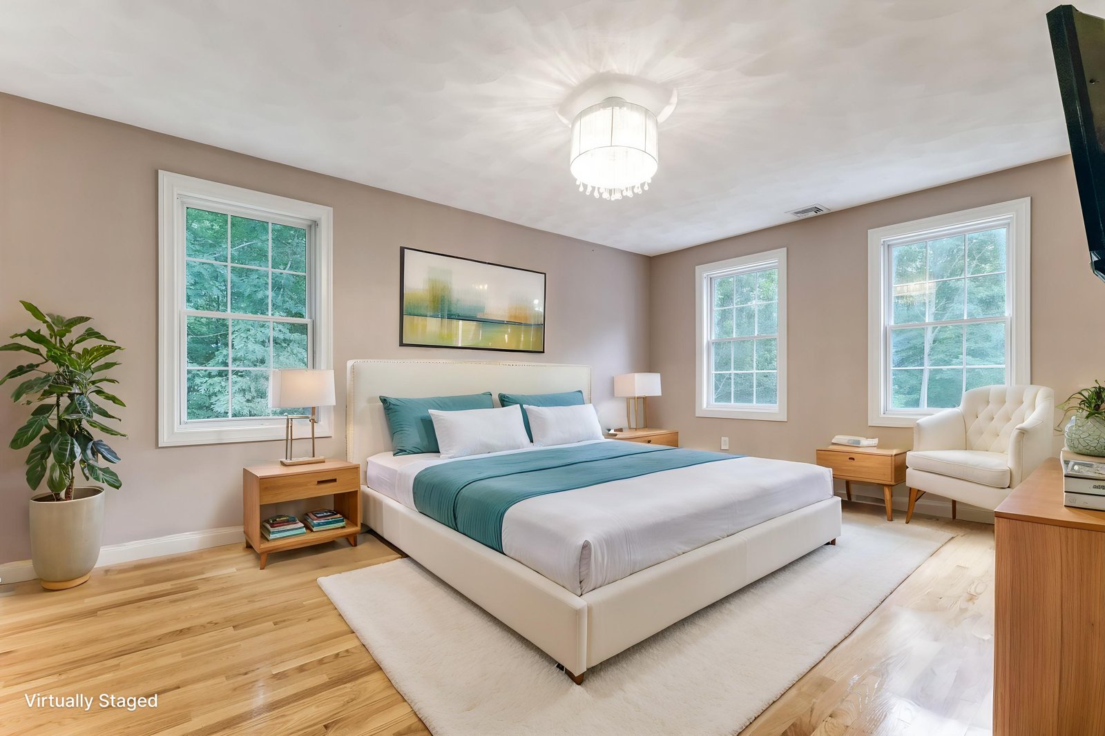 Bedroom, virtually staged