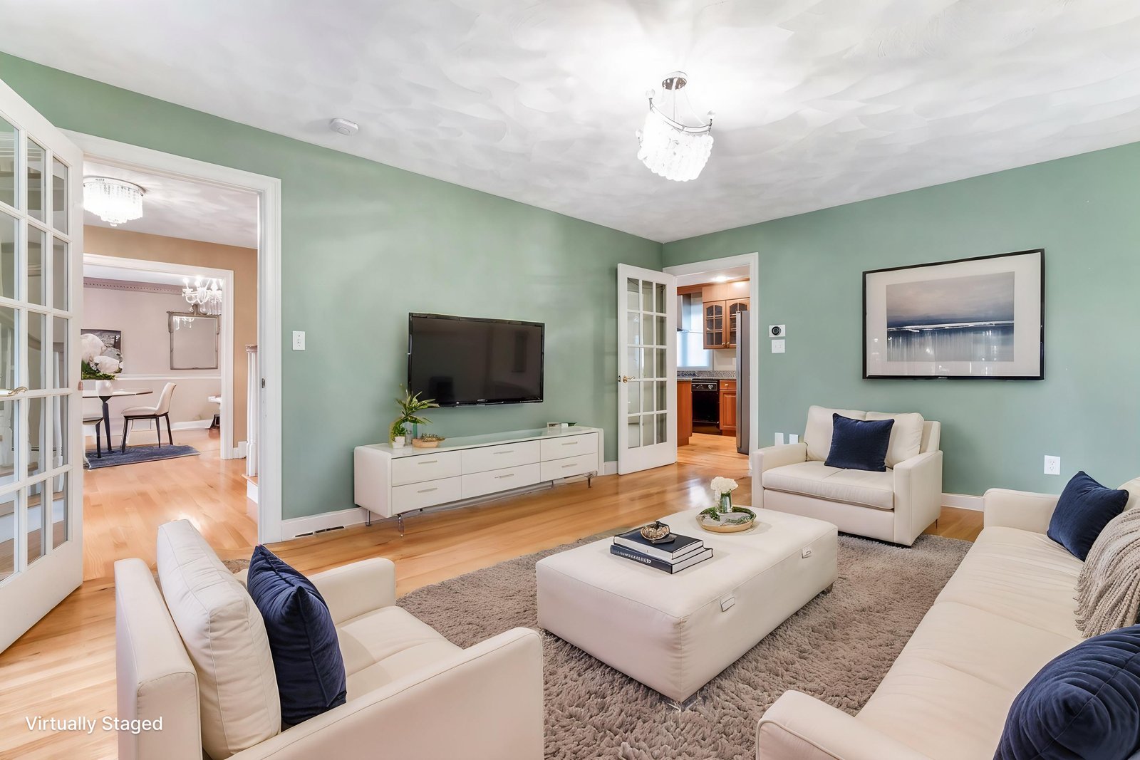 Living room, virtually staged
